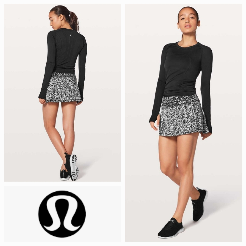 LULULEMON Pace Rival Skirt  No Panels Chirakasu Alpine White Chirasu Black